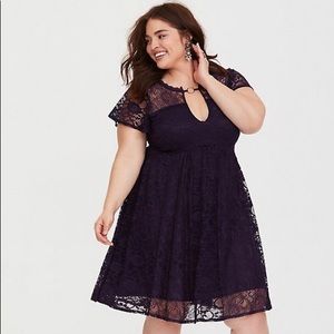 Torrid Purple lace trapeze babydoll mini dress